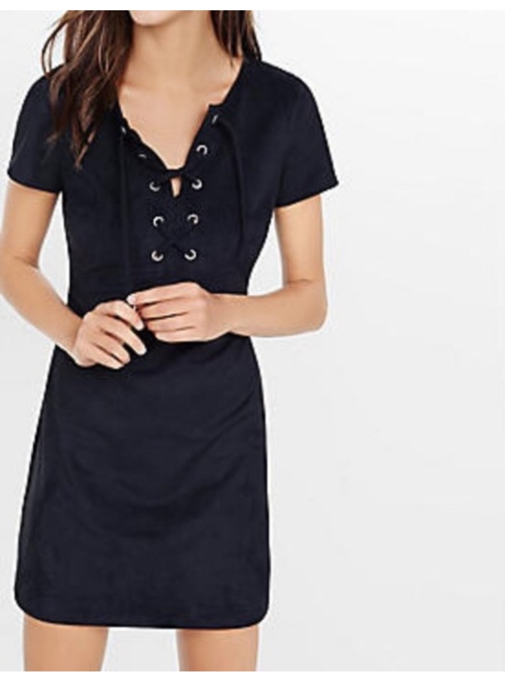 EXPRESS Faux Suede Lace Up Short Sleeve Mini Dress Size 0
